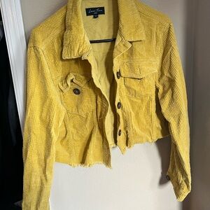 Love Tree Yellow Jean Jacket with Cropped Style and Relaxed Fit